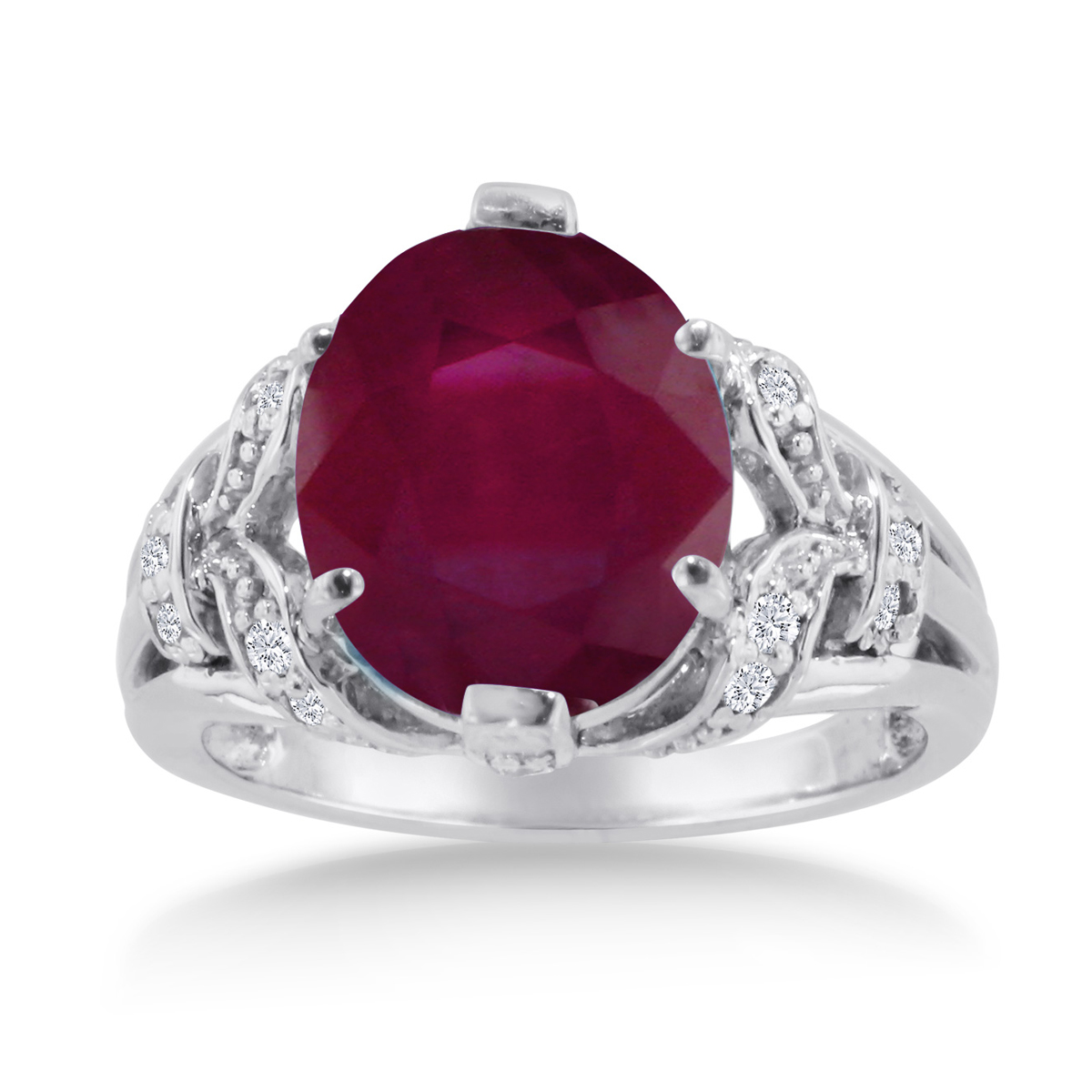 Details about   14k White Gold Oval Ruby And Diamond Ring 