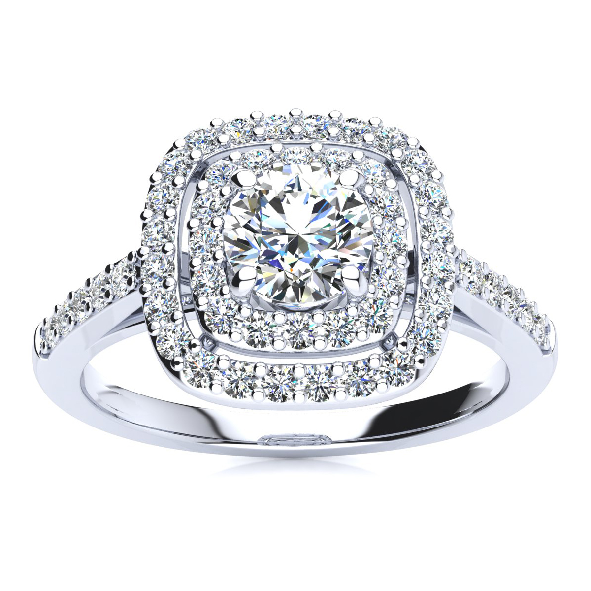 14k White Gold Double Halo Diamond Engagement Ring #103061 - Seattle  Bellevue | Joseph Jewelry