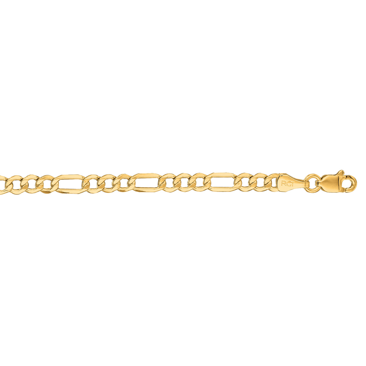 14 Karat Yellow Gold 3.5mm 20 Inch Diamond Cut Light Figaro Chain