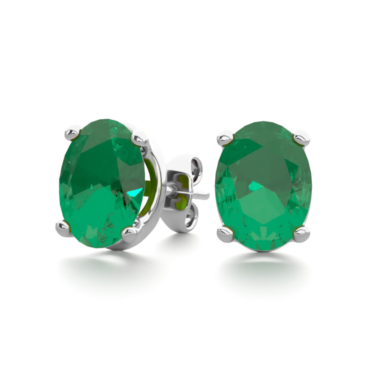 Amazon.com: Peora Solid 14K Yellow Gold Created Emerald Earrings for Women,  Classic Solitaire Studs, 7x5mm Oval Shape, 1.50 Carats total, Friction  Back: Clothing, Shoes & Jewelry