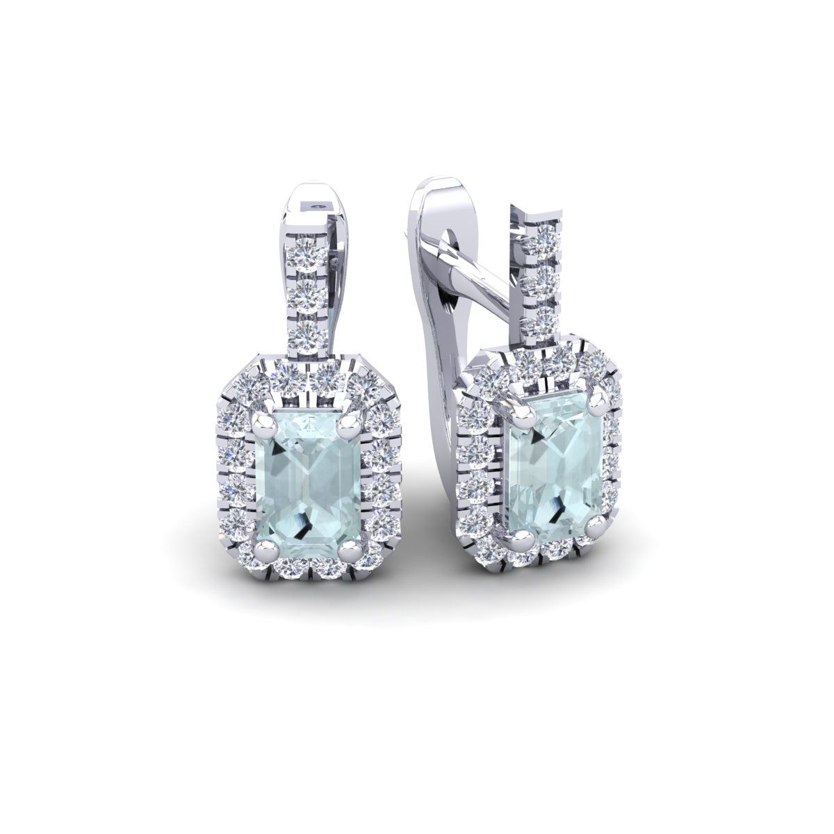 Aquamarine Diamond Huggie Hoop Earrings | Caitlyn Minimalist