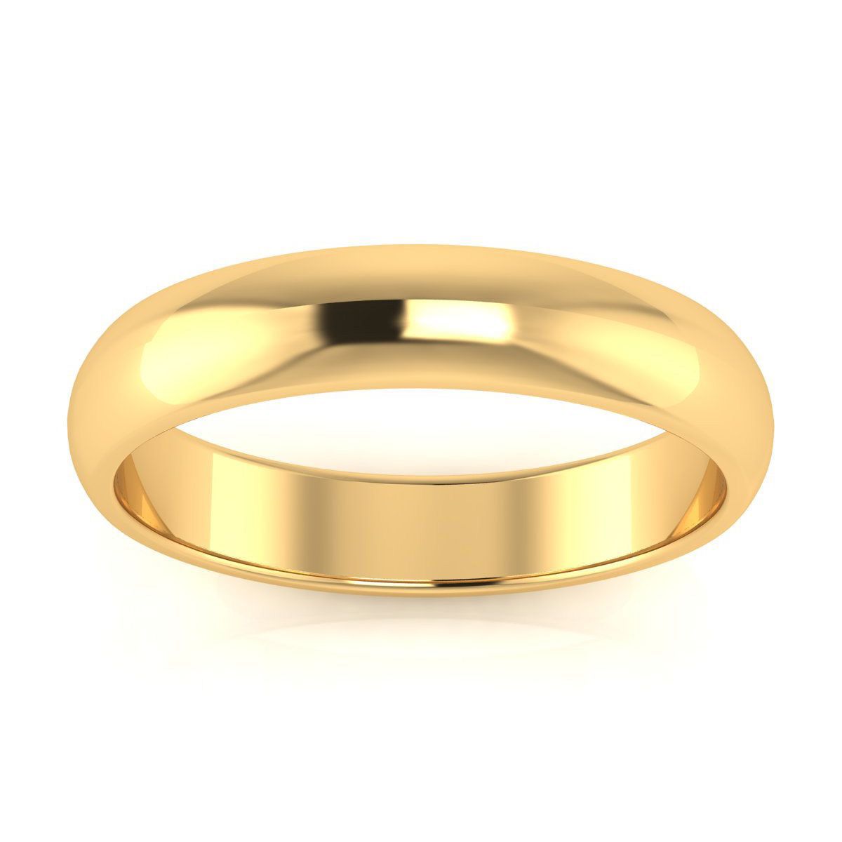 Mens 10K Yellow Gold 4mm Edged Half Round Wedding Band Ring 