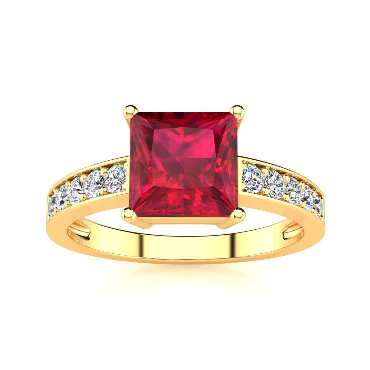 CM-RM911X-07 14k Yellow Gold Oval Ruby And Diamond Ring 