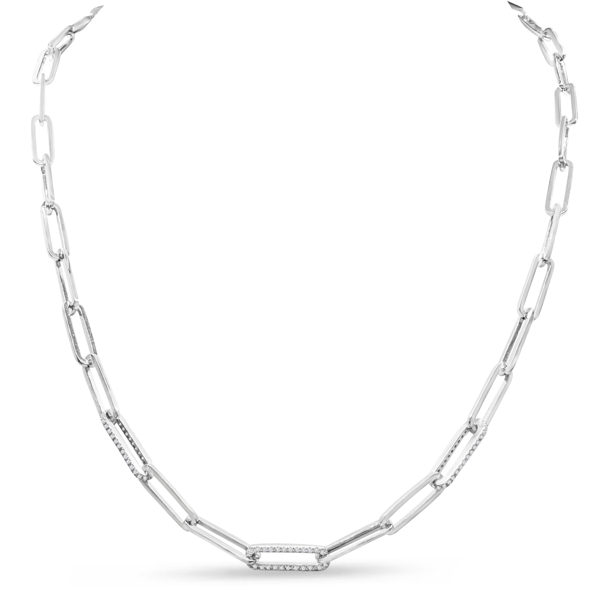 DA6346ZZA4SI0 Sterling Silver 1/3 ct T.W. Diamond Padlock Paperclip Necklace