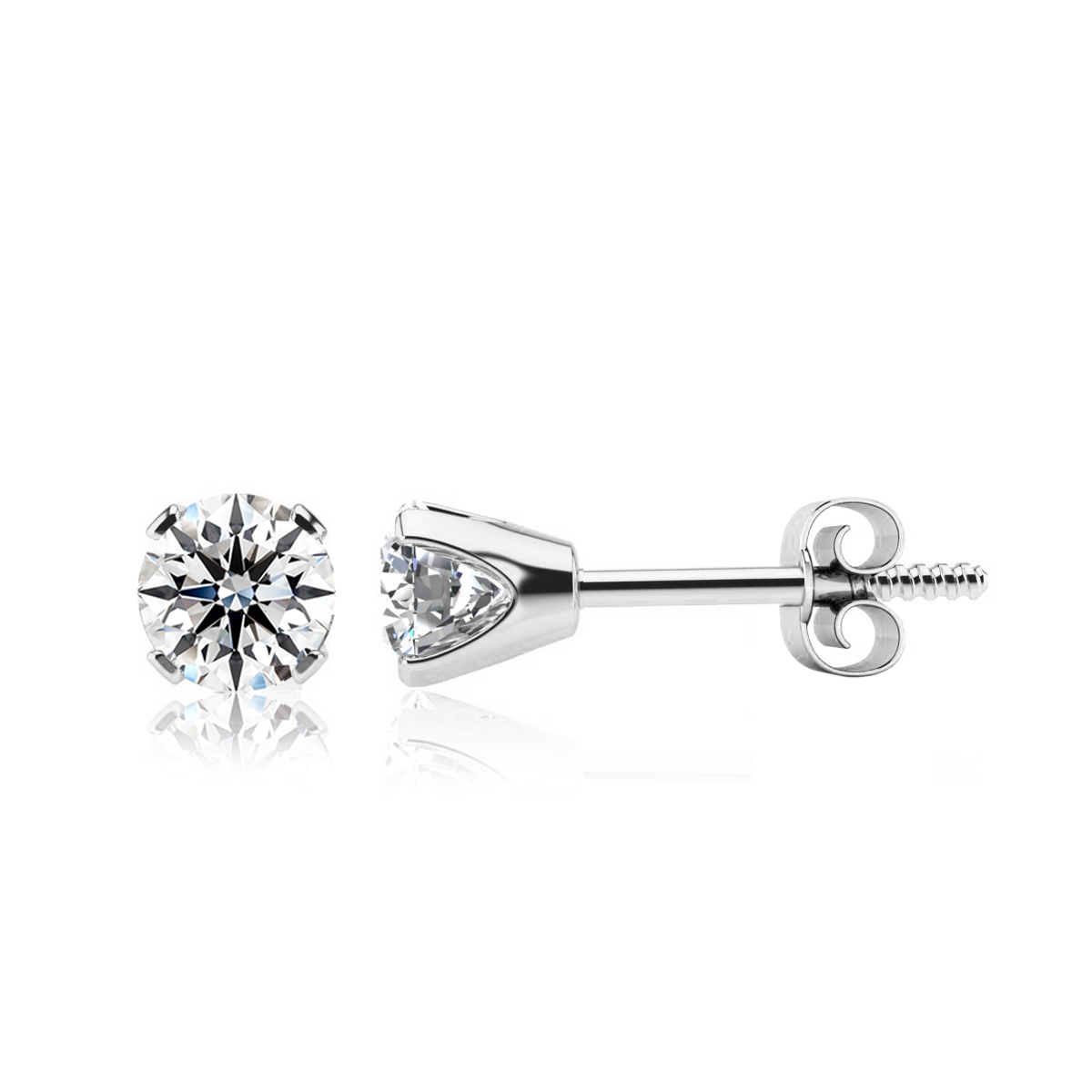 Lab Grown Diamond Earrings | 1 Carat Diamond Stud Earrings In 14 Karat White  Gold (H-I Color, SI1-SI2 Clarity)