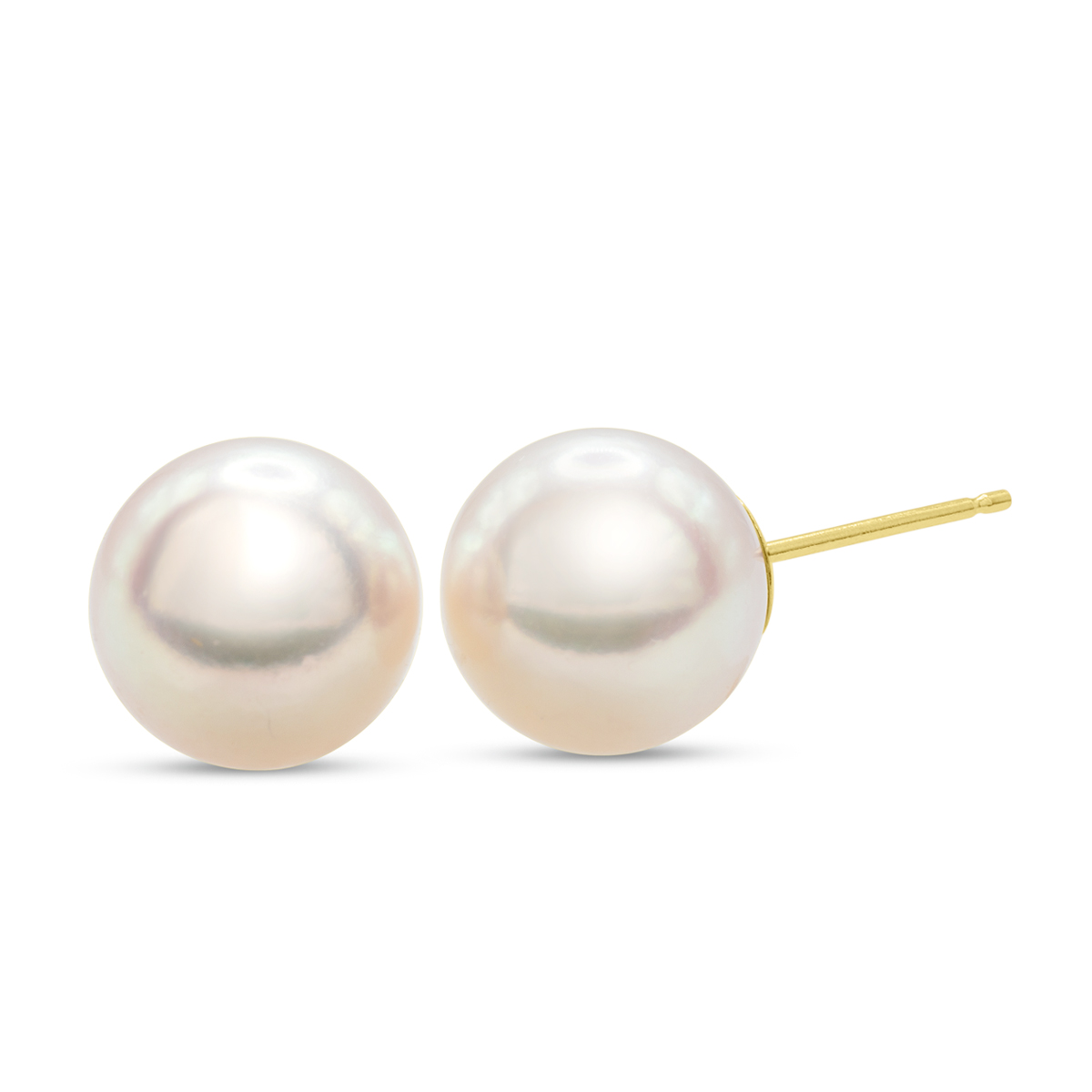vintage soft golden color Japan Akoya pearl stud earrings  Kojima Pearl
