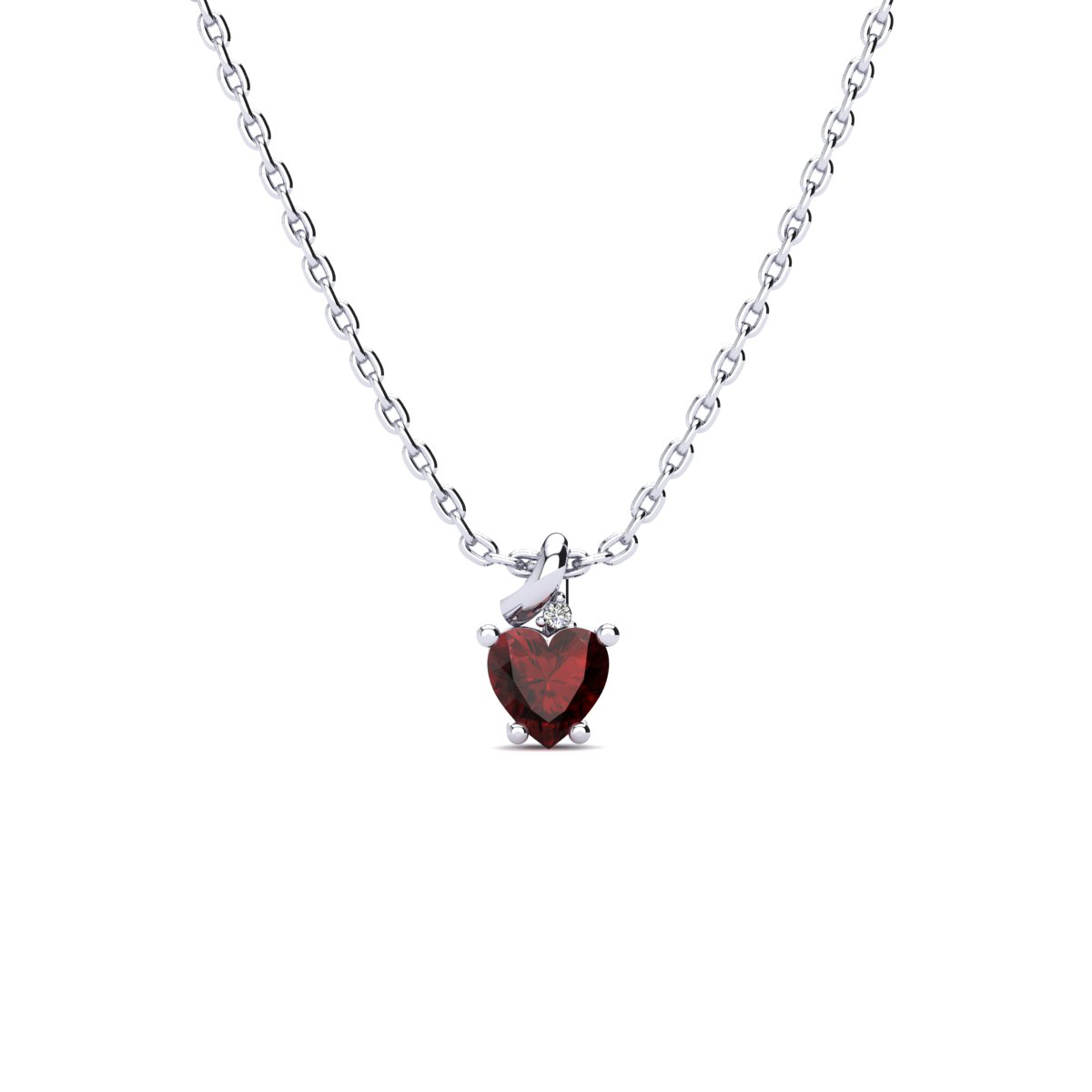 Garnet Necklace January Birthstone 1 2ct Garnet And Diamond Heart Necklace In 10k White Gold Superjeweler