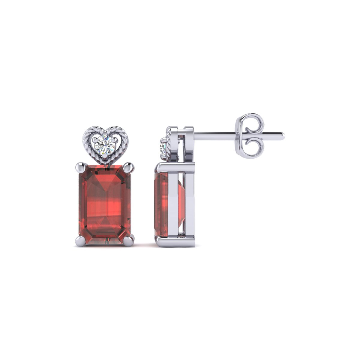 Garnet Earrings January Birthstone 1ct Octagon Shape Garnet And Diamond Earrings In 10k White Gold Superjeweler