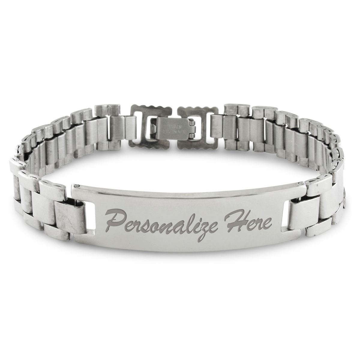 Mens Personalized Sterling Silver ID Bracelet 8 inch