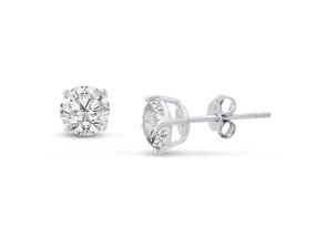 2ct Diamond Size Cubic Zirconia Stud Earrings, Sterling Silver ...