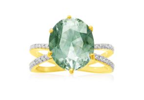 Green Amethyst | Green Amethyst Ring | 4 1/2ct Oval Green ...