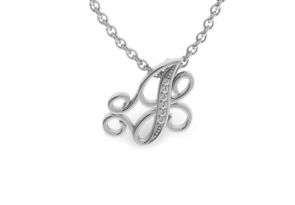 Diamond Initial Necklace | Letter J Initial Necklace In White Gold ...