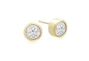 Diamond Stud Earrings | 1 Carat Bezel Set Diamond Stud Earrings Crafted ...