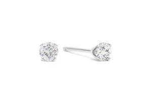 POINT TINY Diamond Stud Earrings in SOLID STERLING SILVER