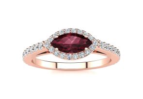 Garnet Ring | January Birthstone | 1 Carat Marquise Shape Garnet and ...