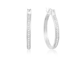 1/4ct Diamond Hoop Earrings in Sterling Silver, | SuperJeweler.com