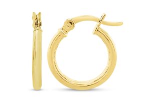 Gold Hoop Earrings | 14MM Classic Hoop Earrings