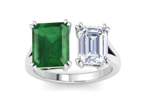 Emerald Ring | Two Stone Engagement Ring