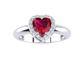 1ct Heart Shaped Created Ruby and Diamond Ring | July Birthstone ...