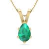 3/4 Carat Pear Shape Emerald Necklaces In 14 Karat Yellow Gold Over Sterling Silver, 18 Inch Chain