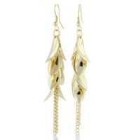 Dangling Gold Tone Petal Drop Earrings