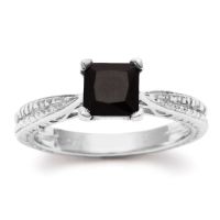 1ct Princess Cut Black Diamond Solitaire Antique Model Engagement Ring