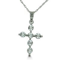 Sizzling Fire Diamond Cross Necklace in Solid White Gold, 18 Inch Chain