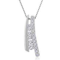 Lucky 1/4ct Diamond Wishbone Pendant in Sterling Silver