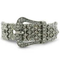 Grey Crystal Studded Adjustable Belt Buckle Bracel