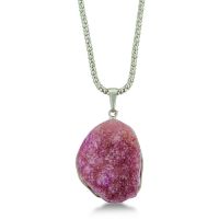 Purple Druzy Quartz Huge Stone Necklace, With Both an 18 Inch and 36 Inch Popcorn Chain