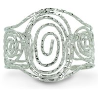 Wide Swirl Silver Tone Notched 2 Inch Wide Cuff Bracelet, Fits 6.5 to 8.5 Inch Wrist