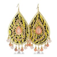 Gold Tone Flashy 3.5 Inch Dangle Drop Chandelier Animal Print Earrings