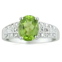 2 1/4ct Peridot And Diamond Ring In Sterling Silver