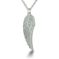 Vintage Inspired Antiqued Silver Tone Wing Necklace, 18 Inches Long