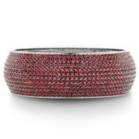 Poppy Red Swarovski Elements Crystal 1 Inch Wide Domed Bangle Bracelet