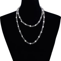 Double Strand Pearl And Crystal Necklace