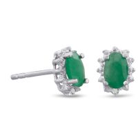 1ct Emerald and Diamond Earrings

