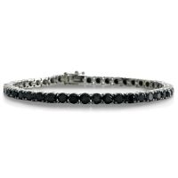6.80 ct Black Diamond Tennis Bracelet in Sterling Silver, 8 Inches