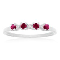 Dainty 1/2ct Ruby and Diamond Ring in Sterling Silver