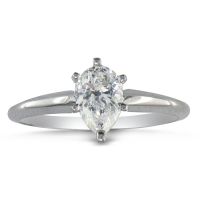 1/2ct Pear Shaped Diamond Solitaire Ring in 14k White Gold