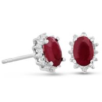 1ct Ruby And Diamond Earrings In Sterling Silver