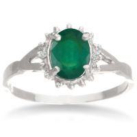 3/4ct Emerald and Diamond Starburst Ring