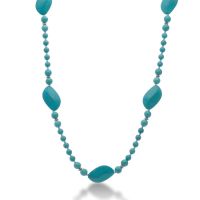 TRENDY TURQUOISE STRAND NECKLACE 30 INCHES