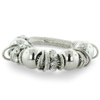 Silver Tone Rhinestone Stretch Charm Bracelet