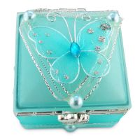 Electric Teal Shimmering Butterfly Accented Ring Box