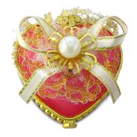 Red Heart-shaped Ring Box with Lace and Ribbon Accents