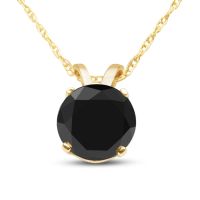2ct Black Diamond Solitaire Pendant in 14k Yellow Gold