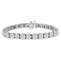 15ct Round Setting Diamond Tennis Bracelet Crafted In Solid 14 Karat White Gold