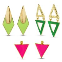 Set Of Three Neon Spike Earrings
