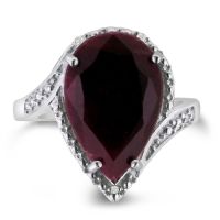 7ct Pear Shape Ruby And Diamond Ring Crafted In Solid Sterling Silver